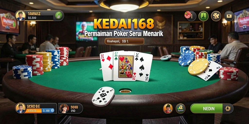 Tampilan screenshot KEDAI168 menampilkan gameplay poker yang dinamis dan seru.