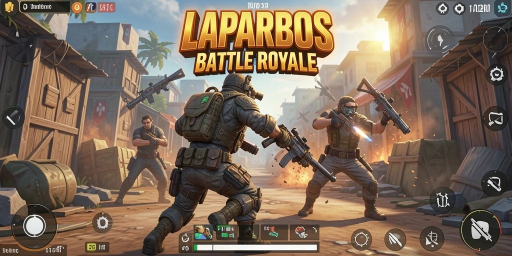 Screenshot menampilkan gameplay intens LAPARBOS dengan aksi tembak-menembak yang seru.