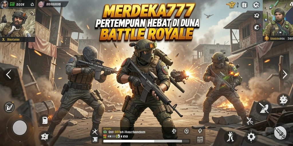 Screenshot permainan MERDEKA777 dengan aksi seru Battle Royale.
