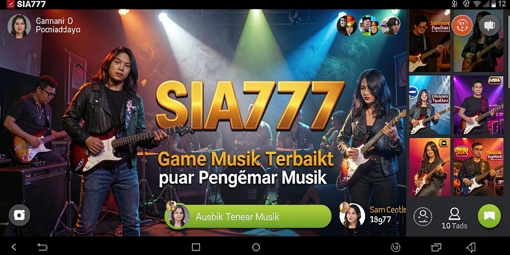 Tampilan utama SIA777 menampilkan gameplay musik yang seru.